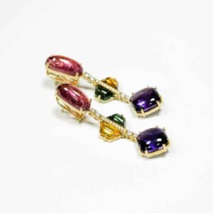 金メッキクリスタルフラワーレバーバックイヤリング